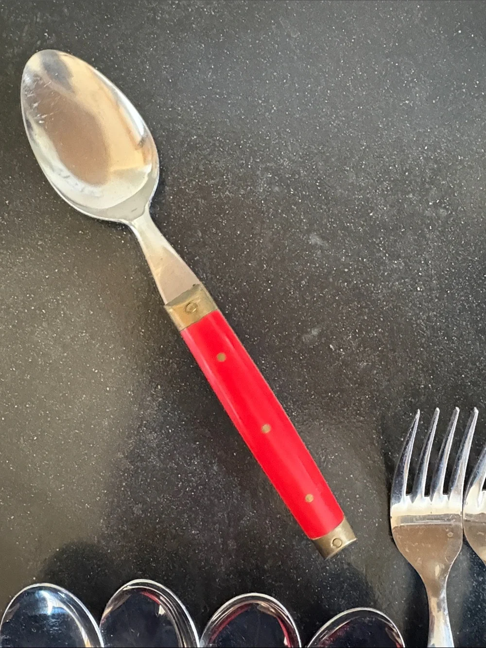 Vintage Red Enamel Stainless Steel Flatware made in Japan